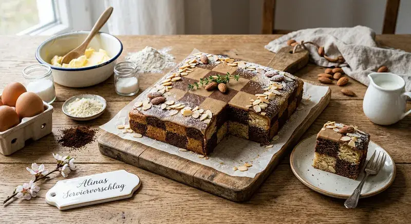 Mandel Mokka Schachbrett Kuchen