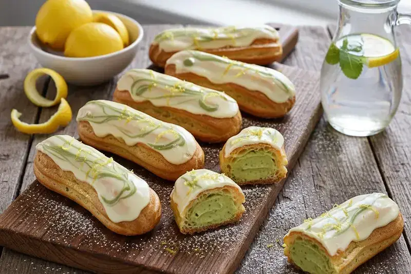 Matcha Zitronen Eclairs weißer Schokolade
