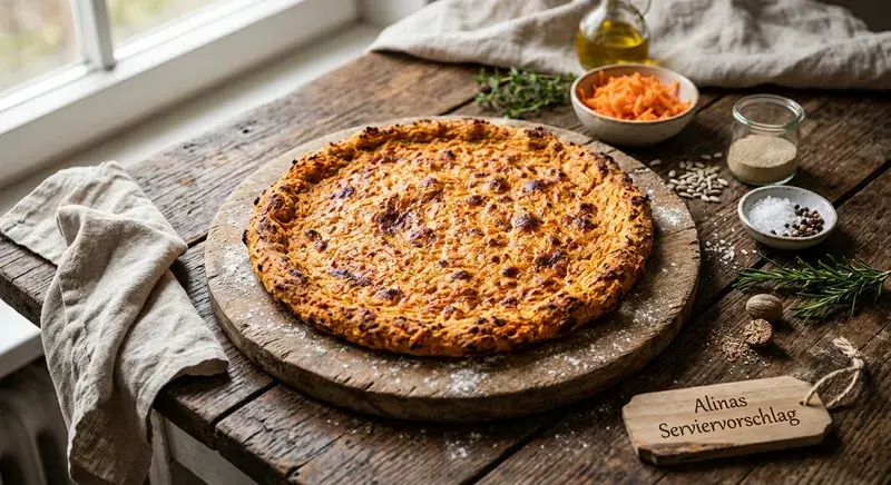 Möhren-Pizzateig Knusprig, nussig, orange