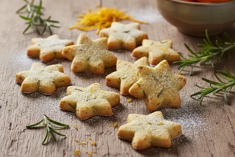 Orangen Rosmarin Shortbread Sterne