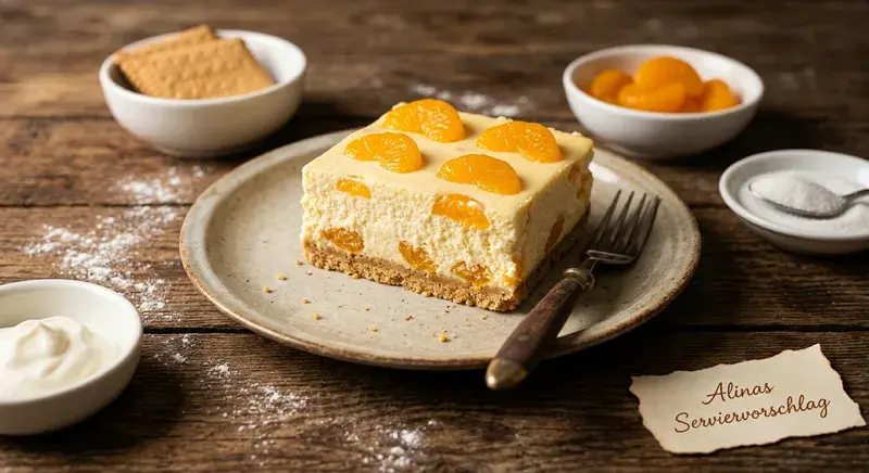 Perfektes Ferienrezept NO Bake Mandarinen Schmand Schnitten