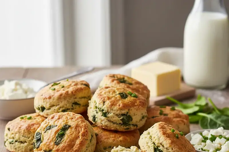 Pikante Spinat Feta Scones Schnittlauch