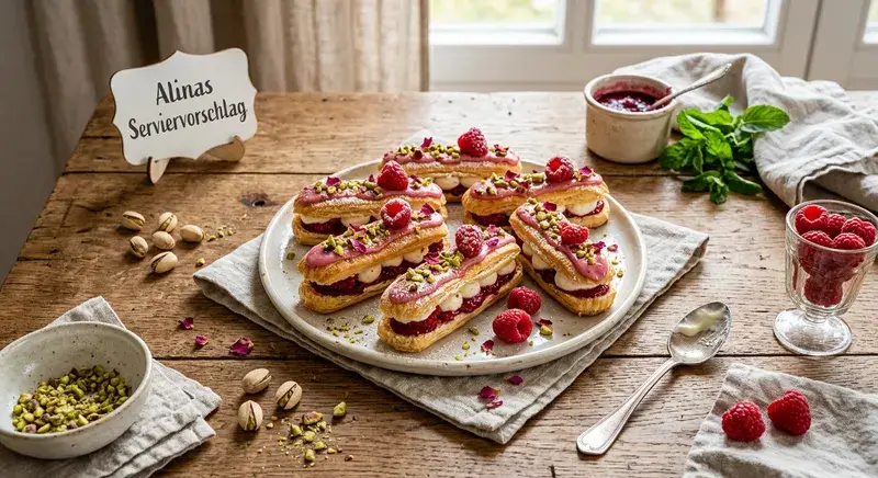 Pistazien Himbeer Blitz Profiteroles