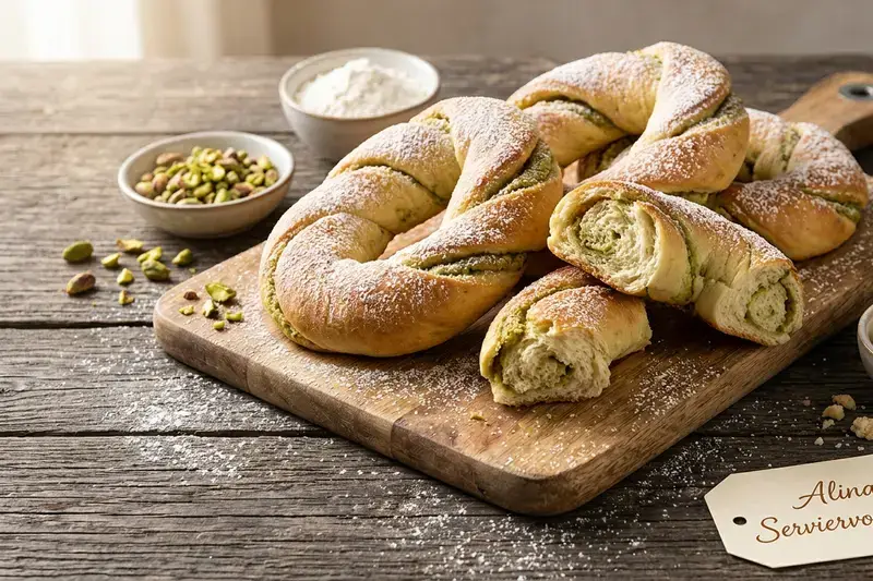 Pistazien Kringel Perfektes Zusammenspiel aus fluffigem Hefeteig und