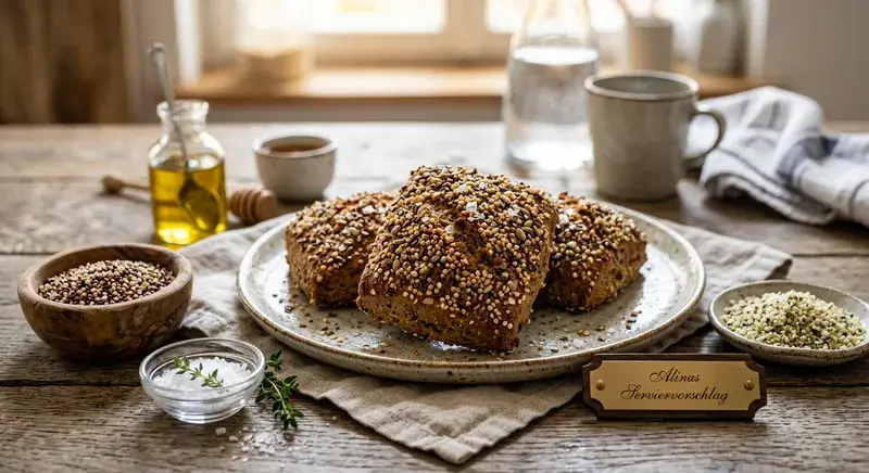 Quinoa-Power Crackerbrötchen mit Hanfsamen-Crunch