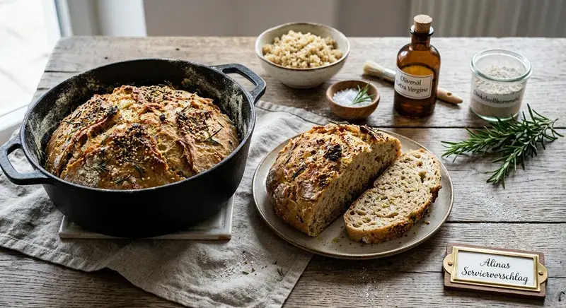 Quinoa-Topfbrot mit Rosmarin & Olivenöl