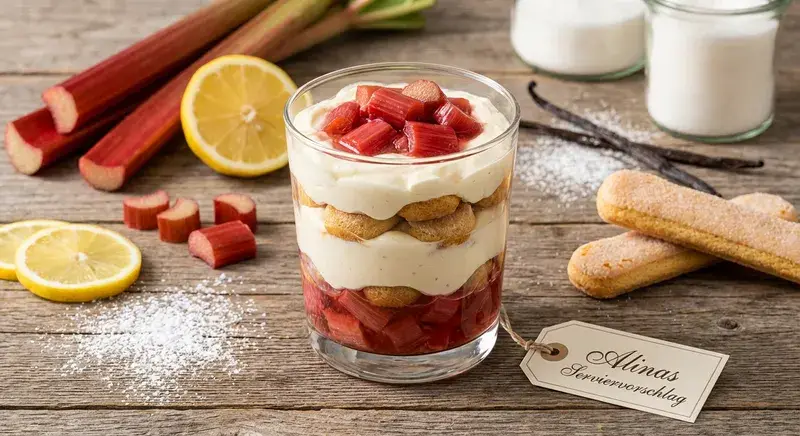 Rhabarber Mascarpone Trifle im Glas schnell
