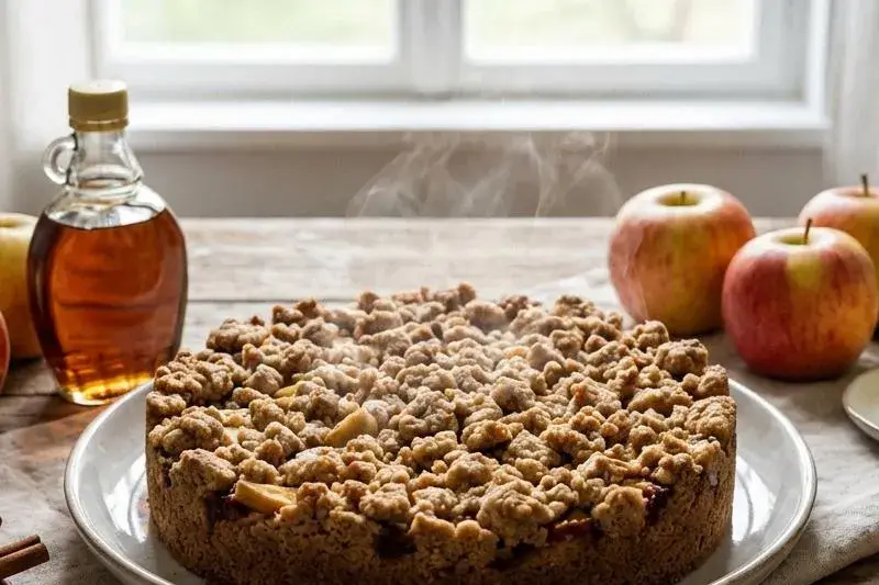 Roggencrumble-Kuchen mit Apfel & Ahornsirup