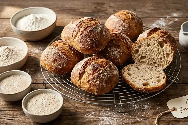 Rustikale Sauerteig Brötchen