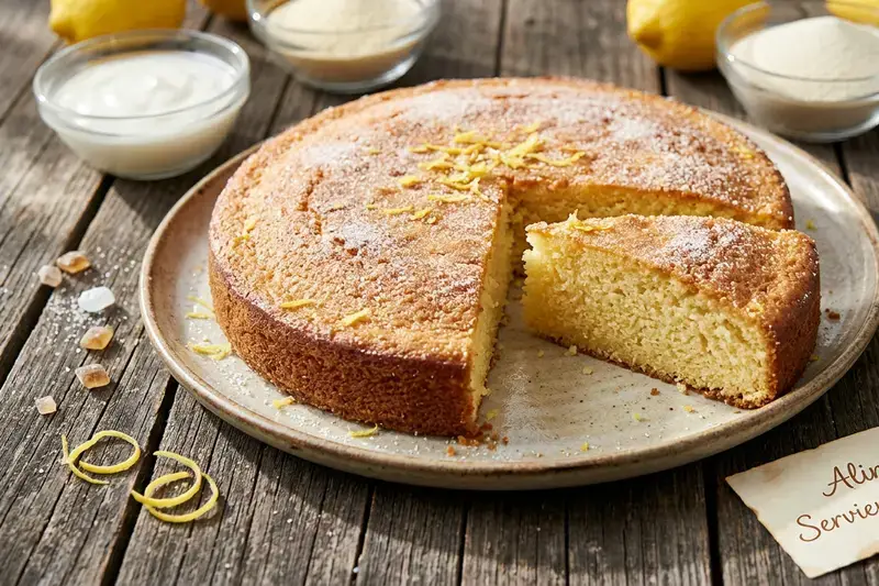 Saftiger Grießkuchen Zitronensirup