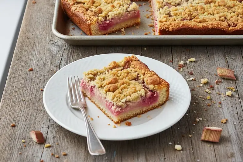 Saftiger Rhabarber Blechkuchen
