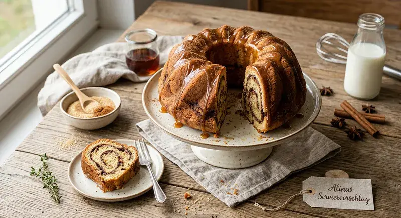 Saftiger Zimt-Gugelhupf frisch gebacken