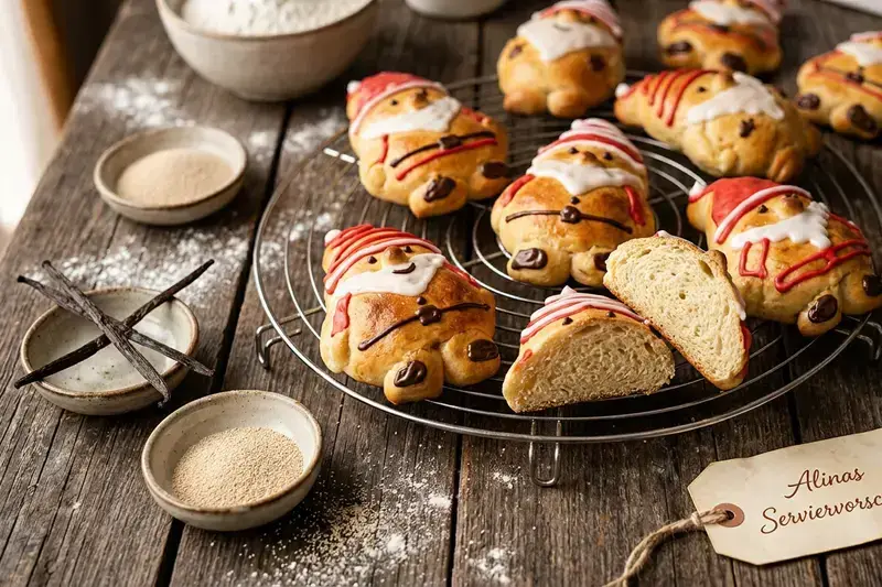 Schnelle und einfache Weihnachts Wichtel aus süssem Hefeteig backen
