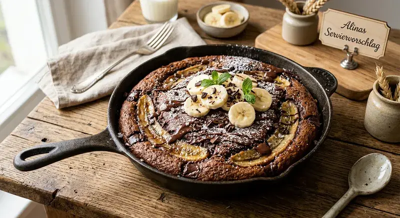 Schoko Bananen Wunder aus der Pfanne Blitz Kuchen ohne Ofen