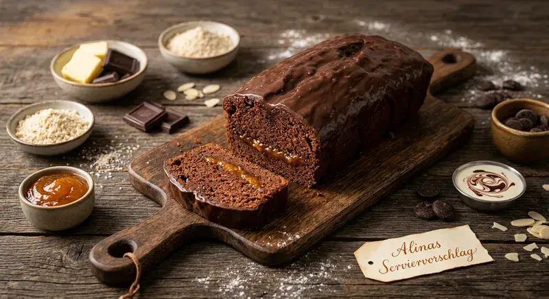 Schokoladen Butterkuchen Aprikosenfüllung und Ganache