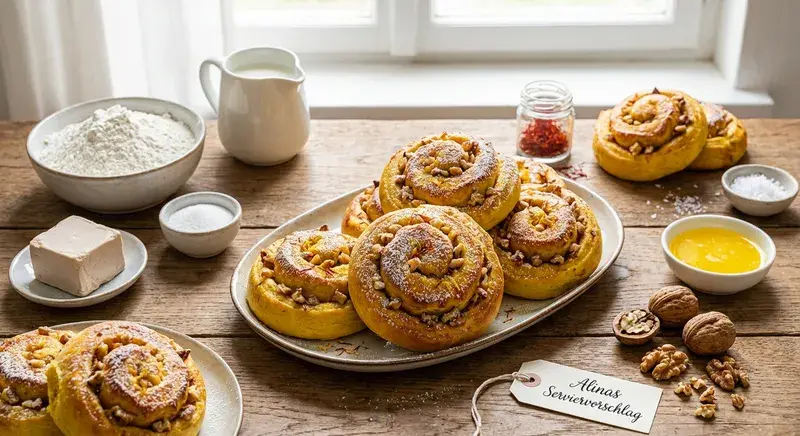 Schwedische Walnuss Safran Schnecken
