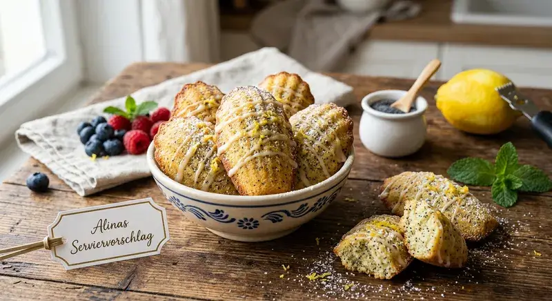 Sommerliche Zitronen Mohn Madeleines