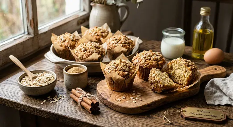Sonnenaufgangs-Muffins mit Haferflocken-Crunch