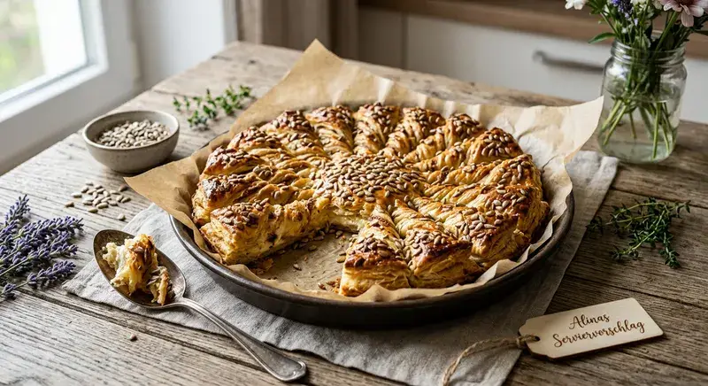 Sonnenblumen Blätterteig Zupfkuchen Salzig Süß Glück