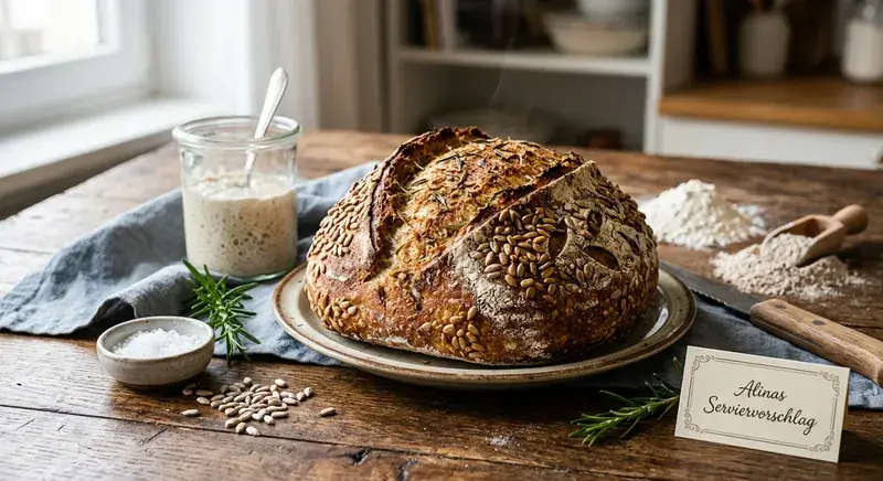 Sonnenblumen-Sauerteigkruste mit Rosmarin