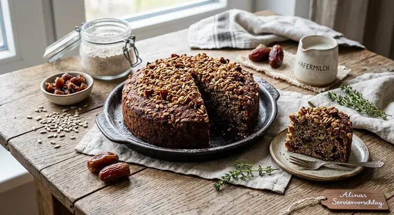 Sonnenblumen-Vollkornkuchen mit Dattel-Crunch