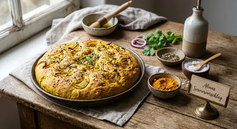 Sonnenfladen Duftendes Kurkuma-Zwiebel-Fladenbrot