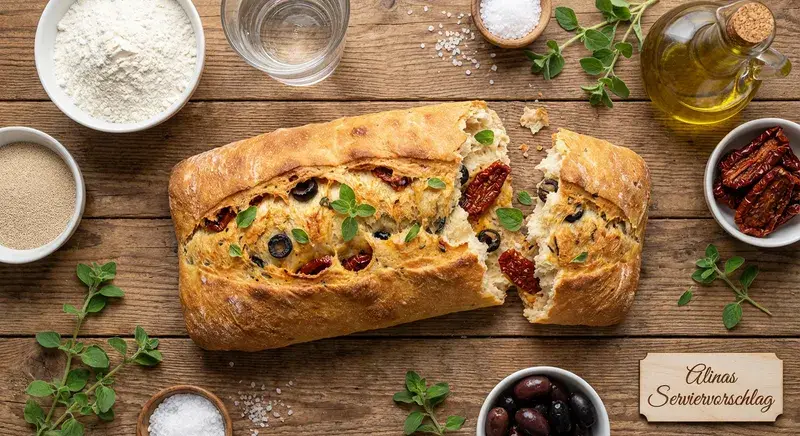 Sonnengeküsstes Tomaten-Oliven-Ciabatta