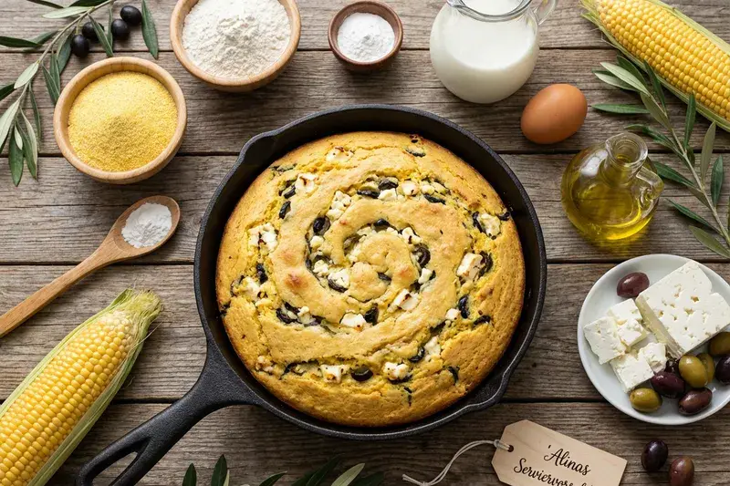 Sonnenkuß-Maisbrot mit Feta-Oliven-Swirl