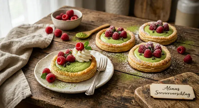 Sonnenkuppeln Himbeer-Matcha-Express-Tartelettes
