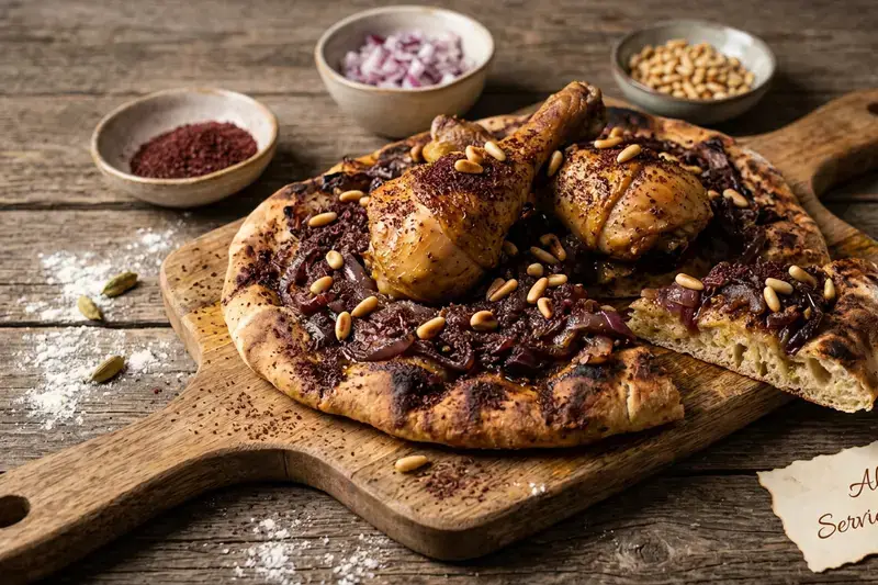 Traditionell palästinensisches Nationalgericht Musakhan Hähnchen