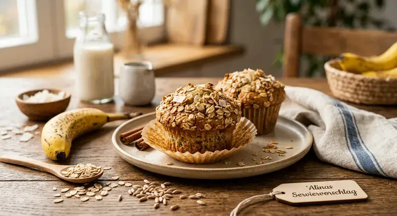 Tropischer Bananen-Muffin mit Hafercrunch