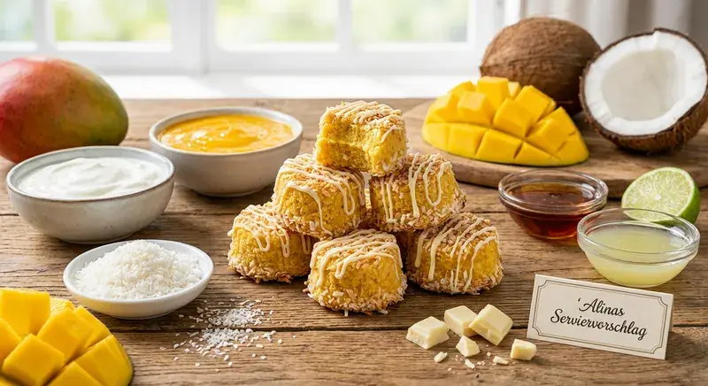 Tropischer Dream Mango Kokos Frozen Joghurt Bites