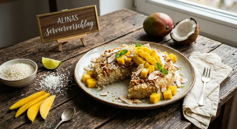 Tropischer Klebreis Kuchen Kokos Crunch