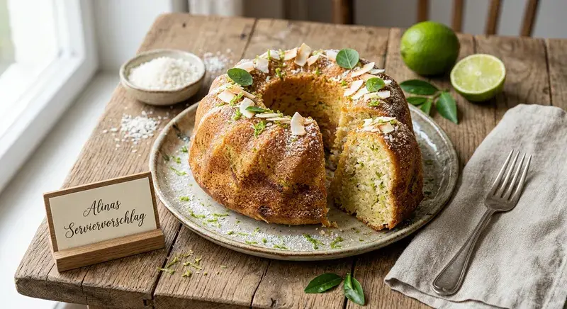 Tropischer Kokos-Blitz Limetten-Swirl-Kuchen