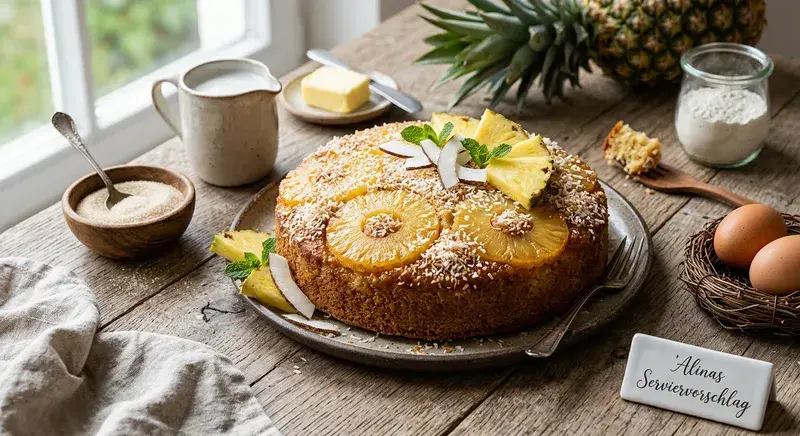 Tropischer Kokos Ananas Kuchen