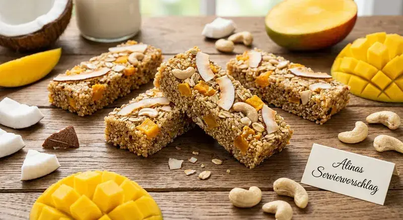 Tropischer Quinoa Powerriegel Kokos & Mango