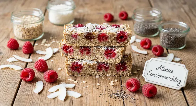 Vegane Himbeer Kokos Bars ohne Backen