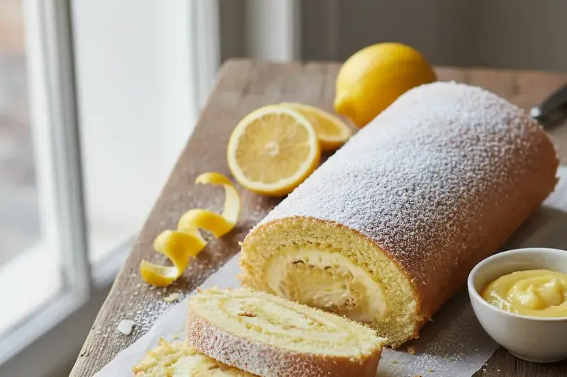 Vegane Kokos Zitronen Roulade