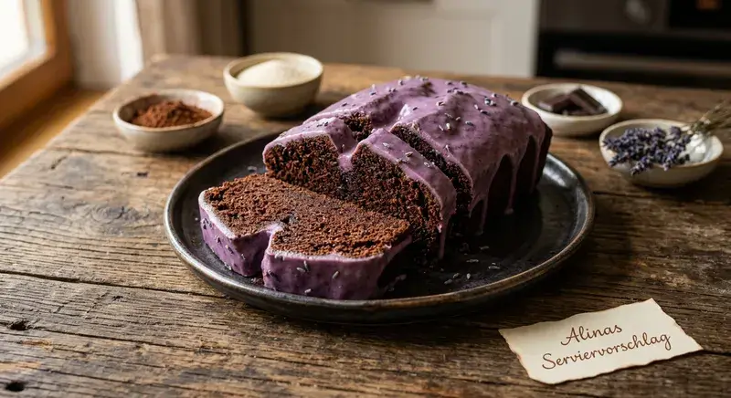 Verborgene Schätze Schoko Lavendel Kuchen Lila Glasur