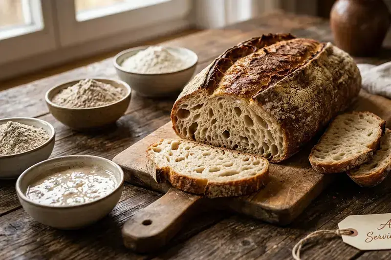Würziges Sauerteig-Brot frisch gebacken