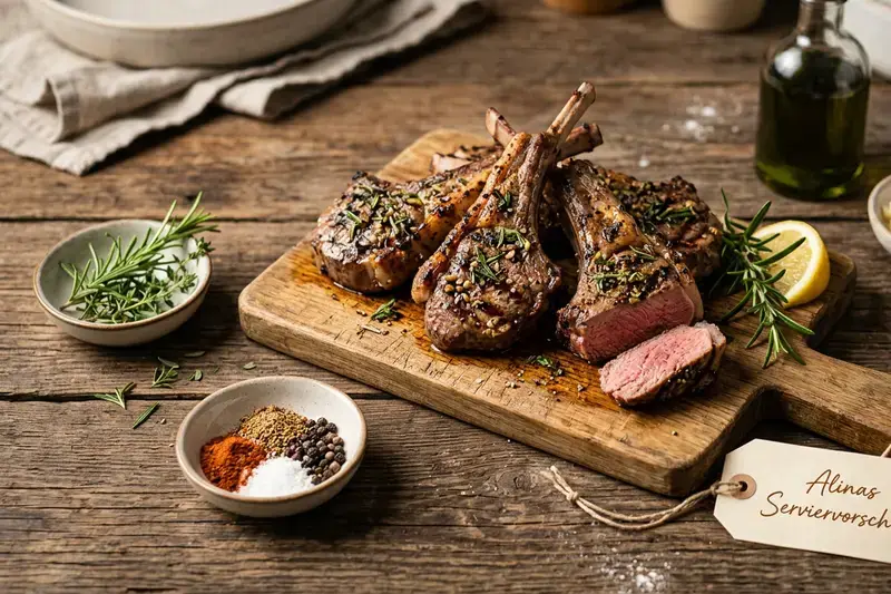 Zarte Lammkoteletts Kräuter Knoblauch Marinade