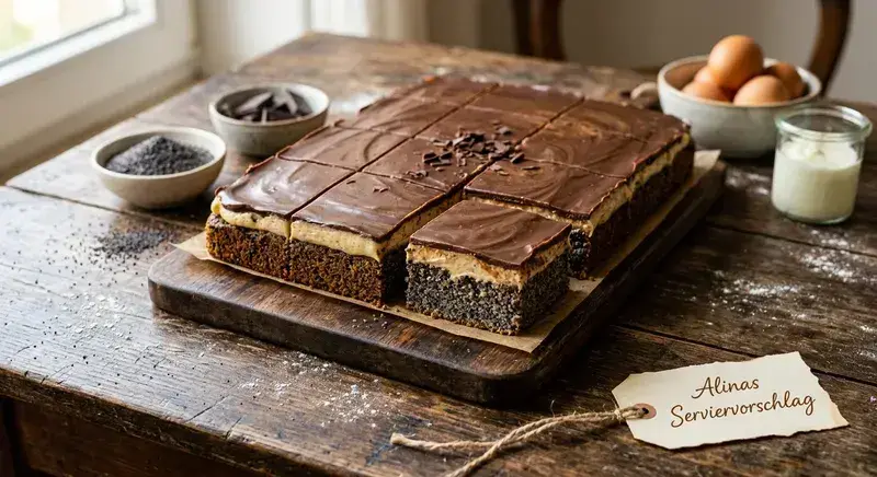 Zarter Mohn-Blechkuchen frisch gebacken