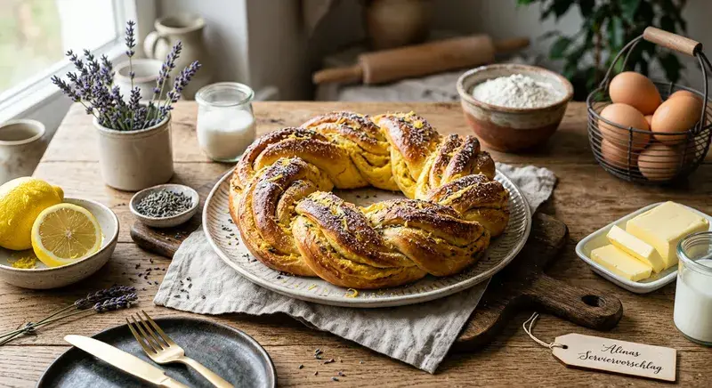 Zitronen-Lavendel Brioche-Kranz