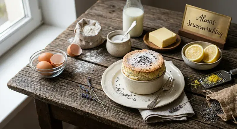 Zitronen Lavendel Wölkchen Soufflé Kuchen