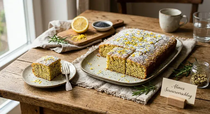 Zitronen-Mohn-Blitzkuchen mit Kardamom-Schimmer