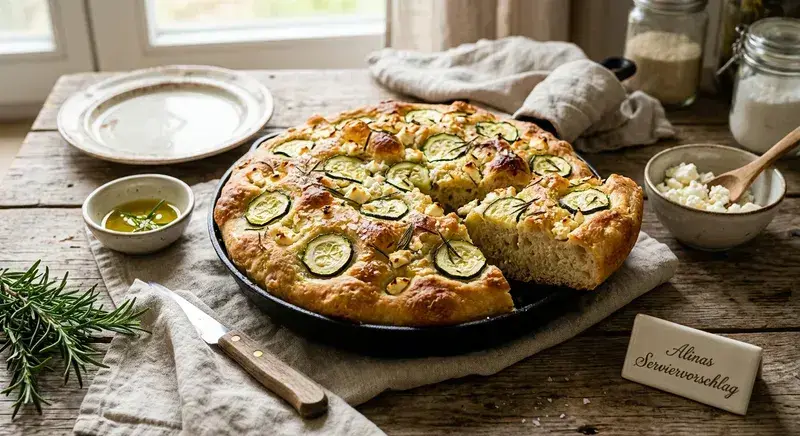 Zucchini Rosmarin Focaccia Feta